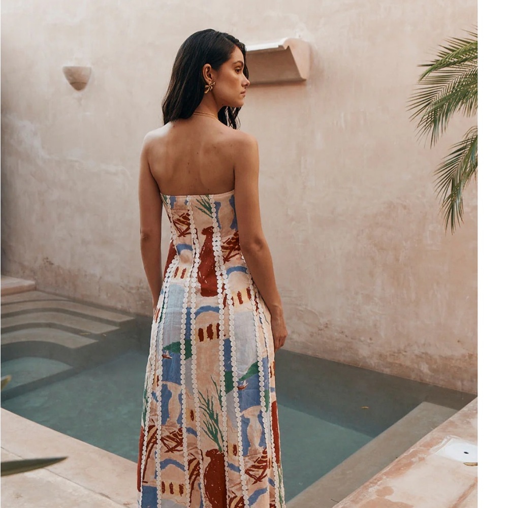 Zaco Sabo Maddalena Abstract Pattern Strapless Maxi Dress - Picture 2 of 7